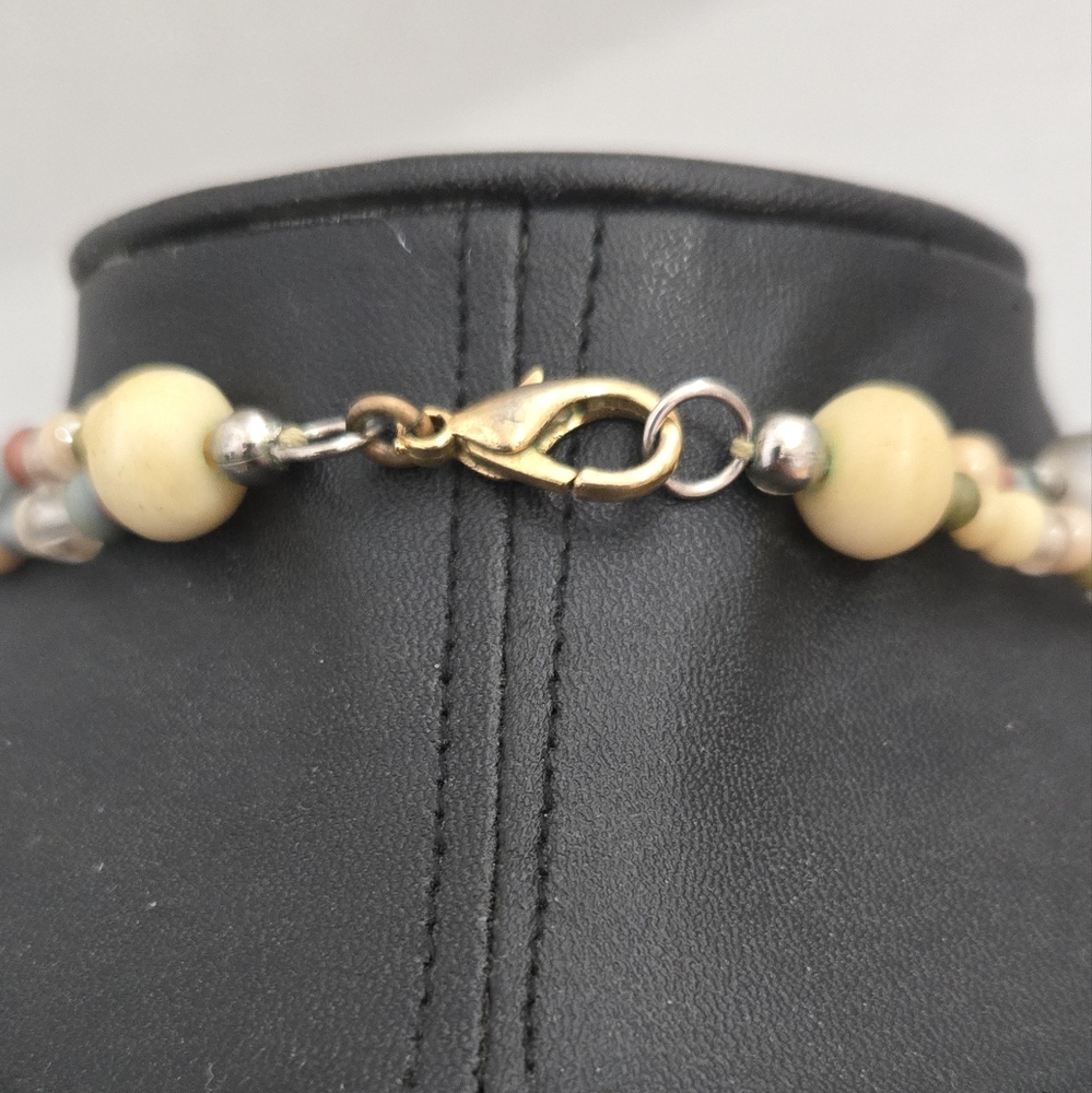 Vintage Double Stranded Beaded Pendulum Necklace - image 6